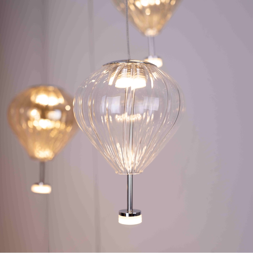 MAXLIGHT P0526D - Candeeiro suspenso LED com regulação PALLONCINI 11xLED/6W/230V diâmetro 45 cm transparente/bege/fumado