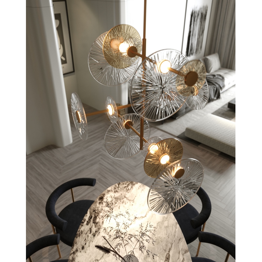 MAXLIGHT P0541 - Candeeiro suspenso LED ALLURE 14xLED/5W/230V diâmetro 60 cm dourado