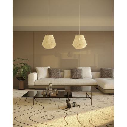 MAXLIGHT P0584 - Candeeiro suspenso PRASLIN 1xE27/15W/230V diâmetro 44 cm bege