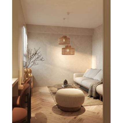 MAXLIGHT P0587 - Candeeiro suspenso RAFFLE 1xE27/15W/230V diâmetro 40 cm castanho