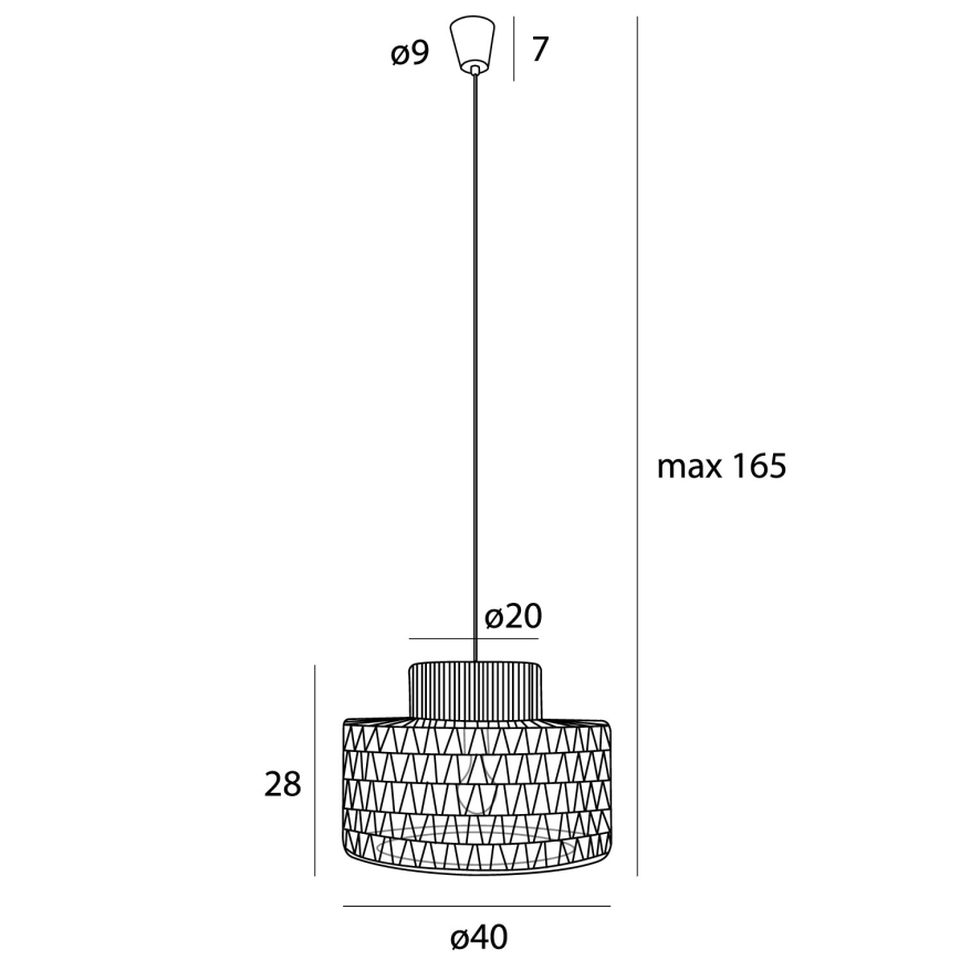 MAXLIGHT P0587 - Candeeiro suspenso RAFFLE 1xE27/15W/230V diâmetro 40 cm castanho