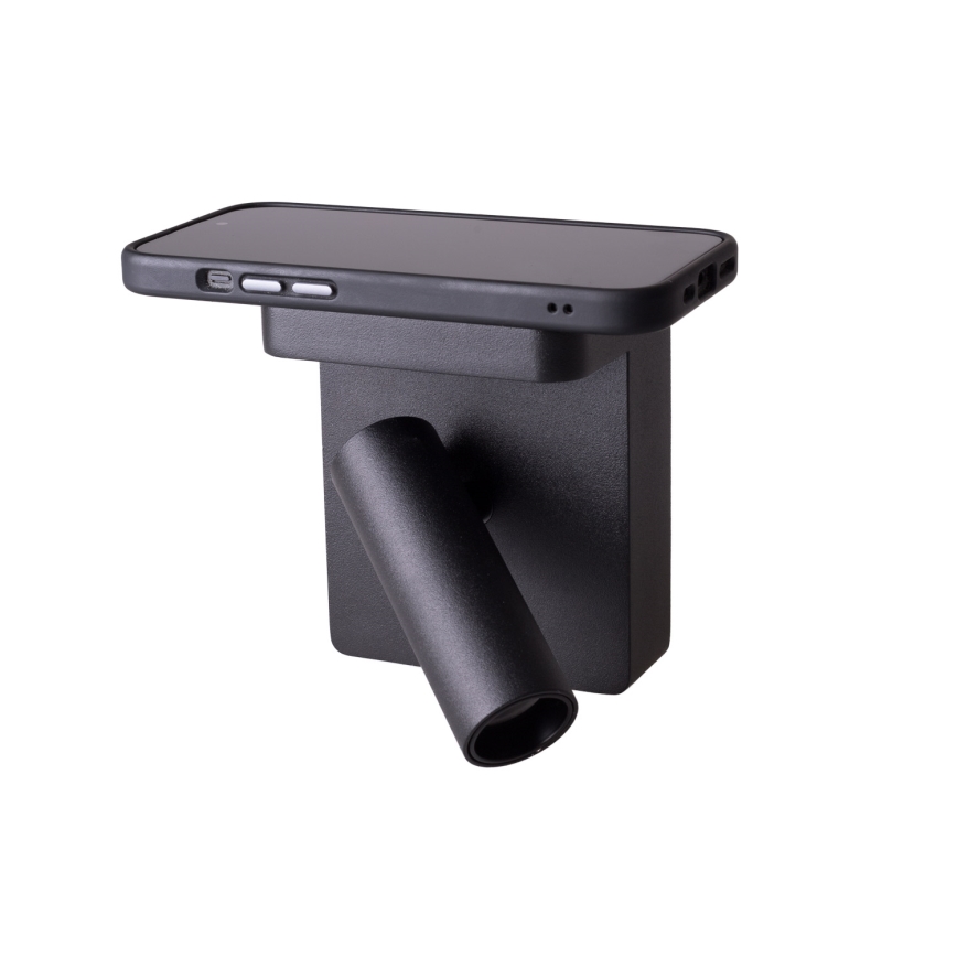 MAXLIGHT W0374 - Foco de parede LED com carregamento sem fios LOFER LED/7W/230V preto