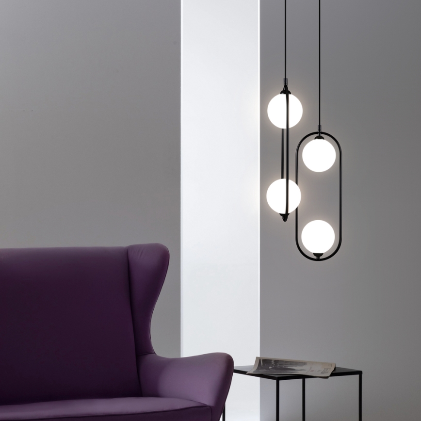 Maytoni MOD013PL-02B - Candelabro suspenso RING 2xG9/25W/230V preto