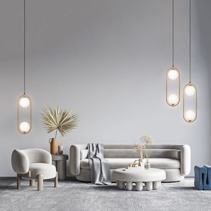 Maytoni MOD013PL-02BS1 - Candelabro suspenso RING 2xG9/25W/230V latão