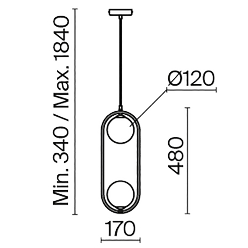 Maytoni MOD013PL-02BS1 - Candelabro suspenso RING 2xG9/25W/230V latão