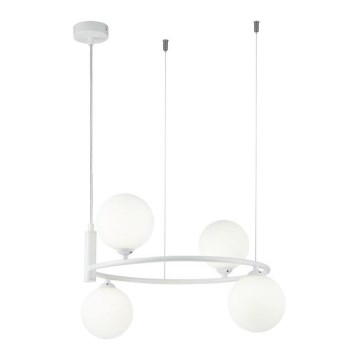 Maytoni MOD013PL-04W - Candelabro suspenso RING 4xG9/25W/230V branco
