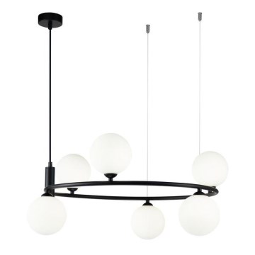 Maytoni MOD013PL-06B -  Candelabro suspenso RING 6xG9/25W/230V preto