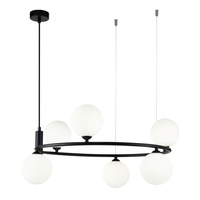 Maytoni MOD013PL-06B -  Candelabro suspenso RING 6xG9/25W/230V preto