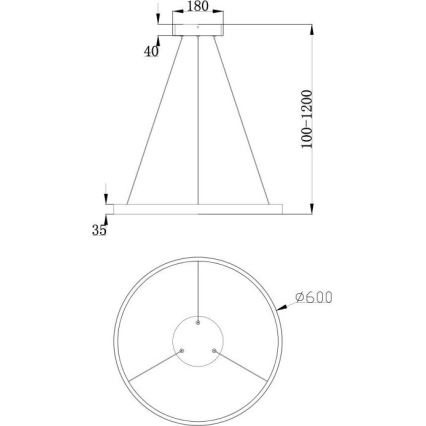 Maytoni MOD058PL-L32B3K - Candeeiro suspenso LED RIM LED/37W/230V 3000K diâmetro 60 cm preto