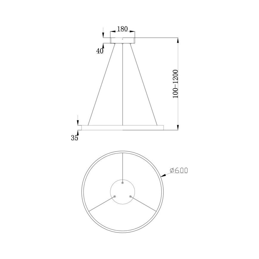 Maytoni MOD058PL-L32B3K - Candeeiro suspenso LED RIM LED/37W/230V 3000K diâmetro 60 cm preto