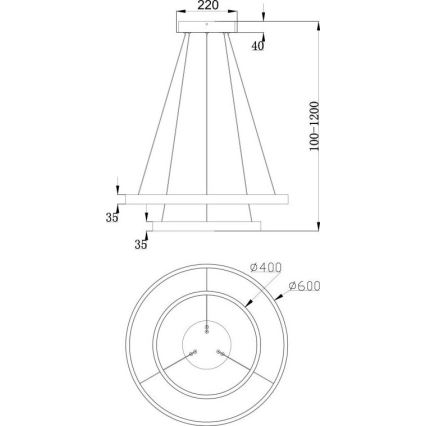 Maytoni MOD058PL-L55B3K - Candeeiro suspenso LED RIM LED/61W/230V 3000K diâmetro 60 cm preto
