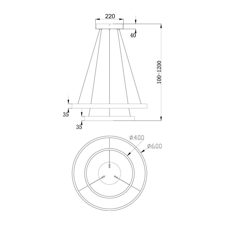 Maytoni MOD058PL-L55B3K - Candeeiro suspenso LED RIM LED/61W/230V 3000K diâmetro 60 cm preto