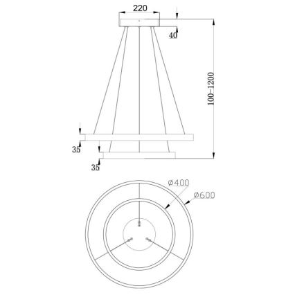 Maytoni MOD058PL-L55BS3K - Candeeiro suspenso LED RIM LED/61W/230V 3000K diâmetro 60 cm dourado