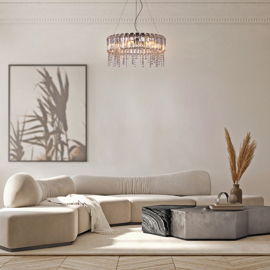 Maytoni MOD097PL-08CH - Candeeiro suspenso HAIL 8xE14/40W/230V diâmetro 60,5 cm cromado brilhante