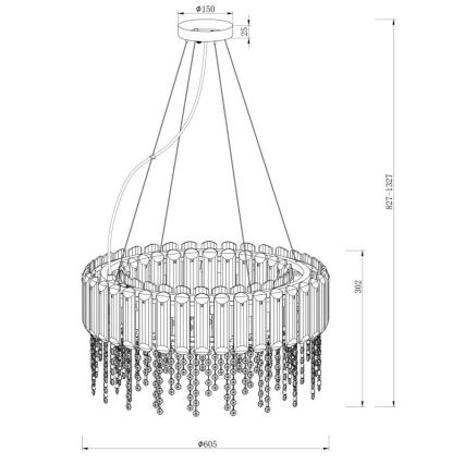 Maytoni MOD097PL-08CH - Candeeiro suspenso HAIL 8xE14/40W/230V diâmetro 60,5 cm cromado brilhante