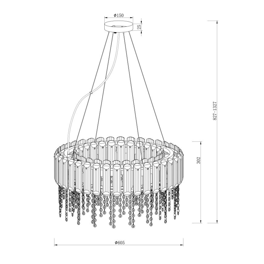 Maytoni MOD097PL-08CH - Candeeiro suspenso HAIL 8xE14/40W/230V diâmetro 60,5 cm cromado brilhante