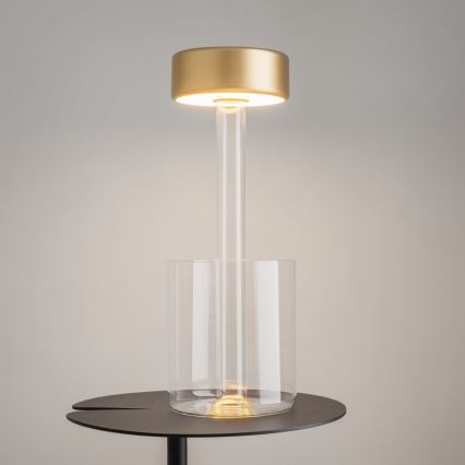 Maytoni MOD229TL-L3G3K1 - Candeeiro de mesa portátil regulável LED 3W/5V dourado/transparente