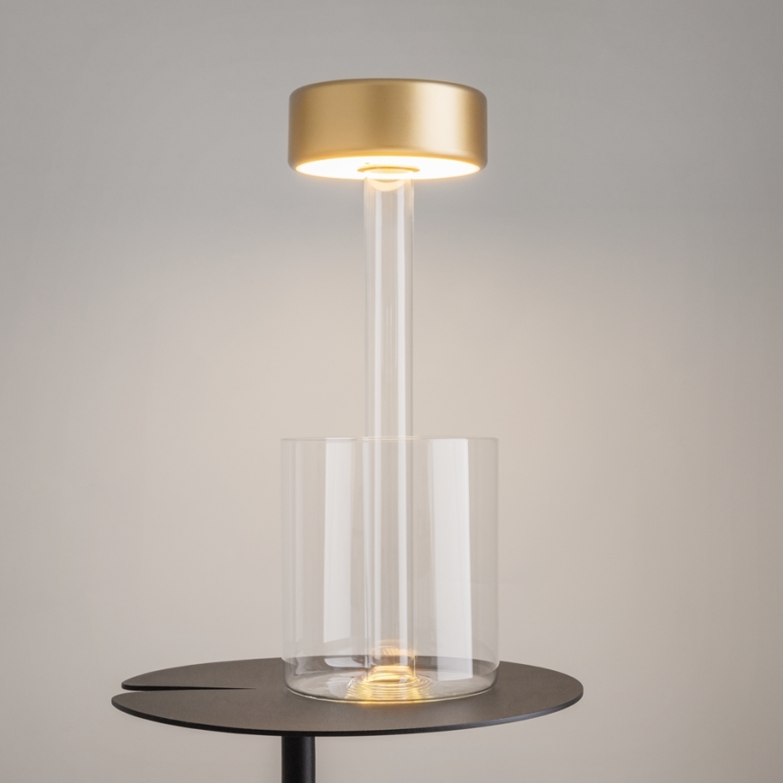 Maytoni MOD229TL-L3G3K1 - Candeeiro de mesa portátil regulável LED 3W/5V dourado/transparente
