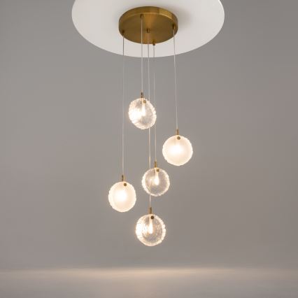 Maytoni MOD254PL-05BS - Candeeiro suspenso FROZEN 5xG4/28W/230V latão