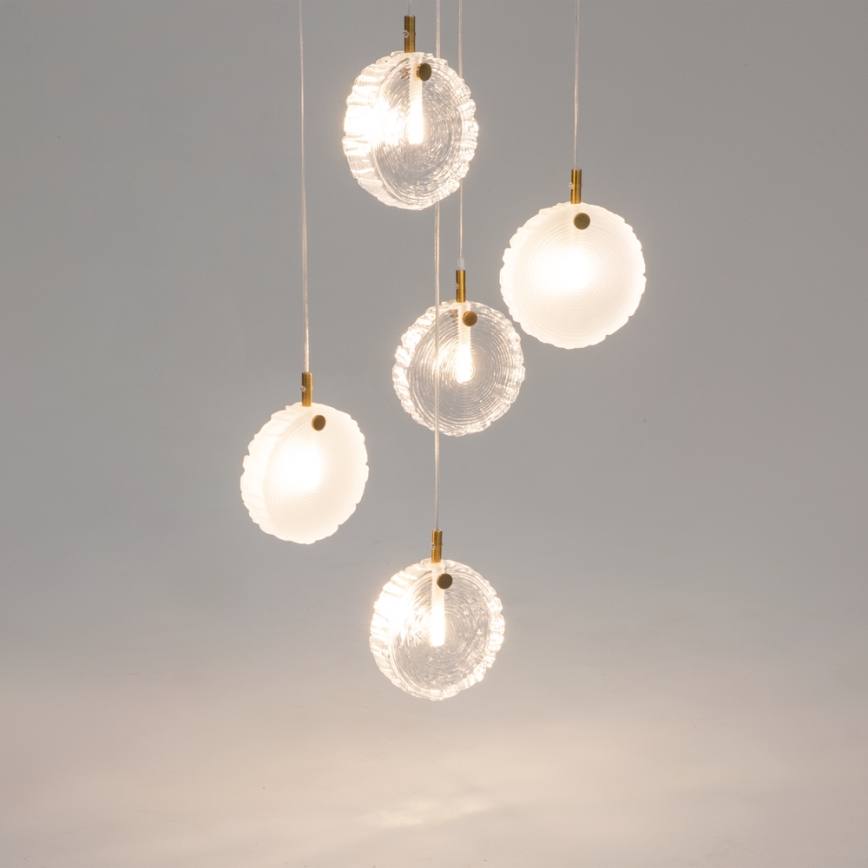 Maytoni MOD254PL-05BS - Candeeiro suspenso FROZEN 5xG4/28W/230V latão