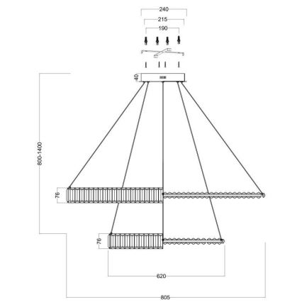 Maytoni P097PL-L90G4K - Candeeiro suspenso LED KRONE LED/90W/230V CRI 90 diâmetro 80,5 cm dourado