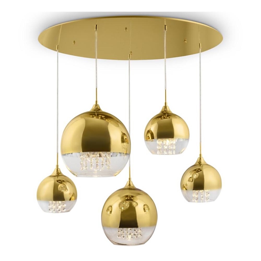 Maytoni P140-PL-170-5-G - Candelabro suspenso FERMI 5xE27/60W/230V dourada