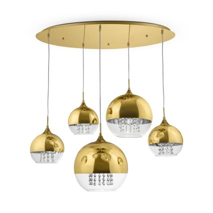 Maytoni P140-PL-170-5-G - Candelabro suspenso FERMI 5xE27/60W/230V dourada
