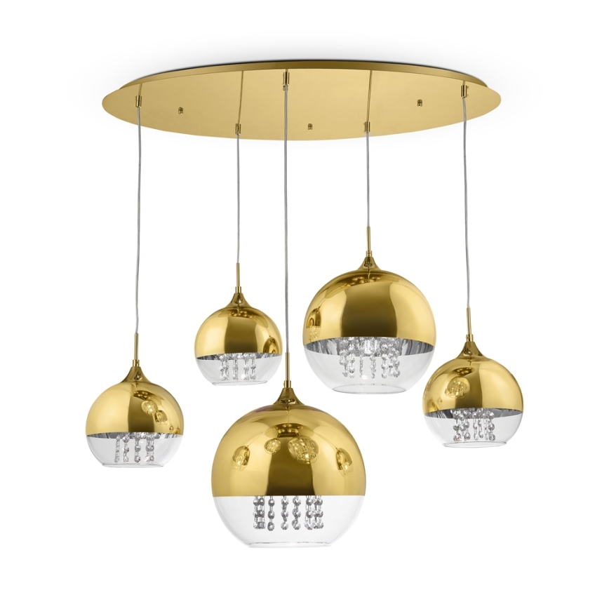 Maytoni P140-PL-170-5-G - Candelabro suspenso FERMI 5xE27/60W/230V dourada