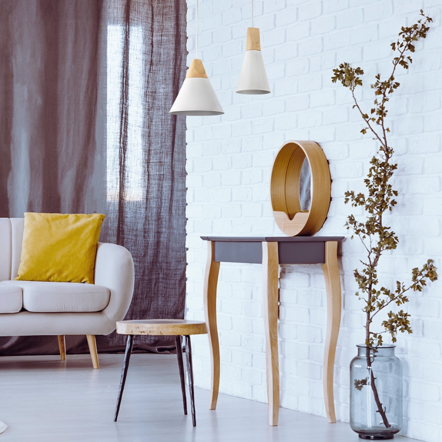 Maytoni P359-PL-01-W - Candeeiro suspenso BICONES 1xE27/60W/230V diâmetro 22 cm branco/bege