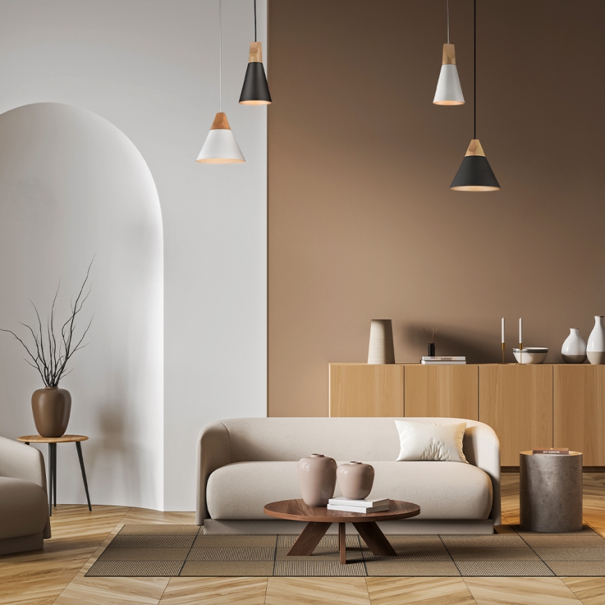 Maytoni P359-PL-140-C - Candeeiro suspenso BICONES 1xE27/60W/230V diâmetro 14 cm cinzento/bege