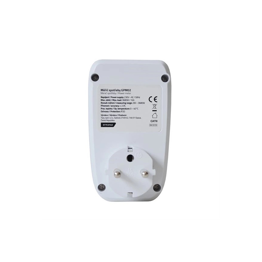 Medidor de consumo de eletricidade 3680W/230V