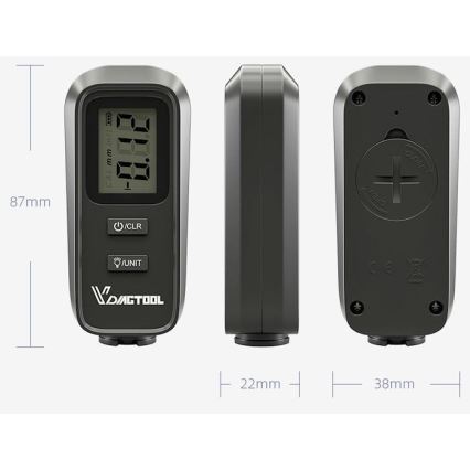 Medidor de espessura de camada de verniz 2xCR2032