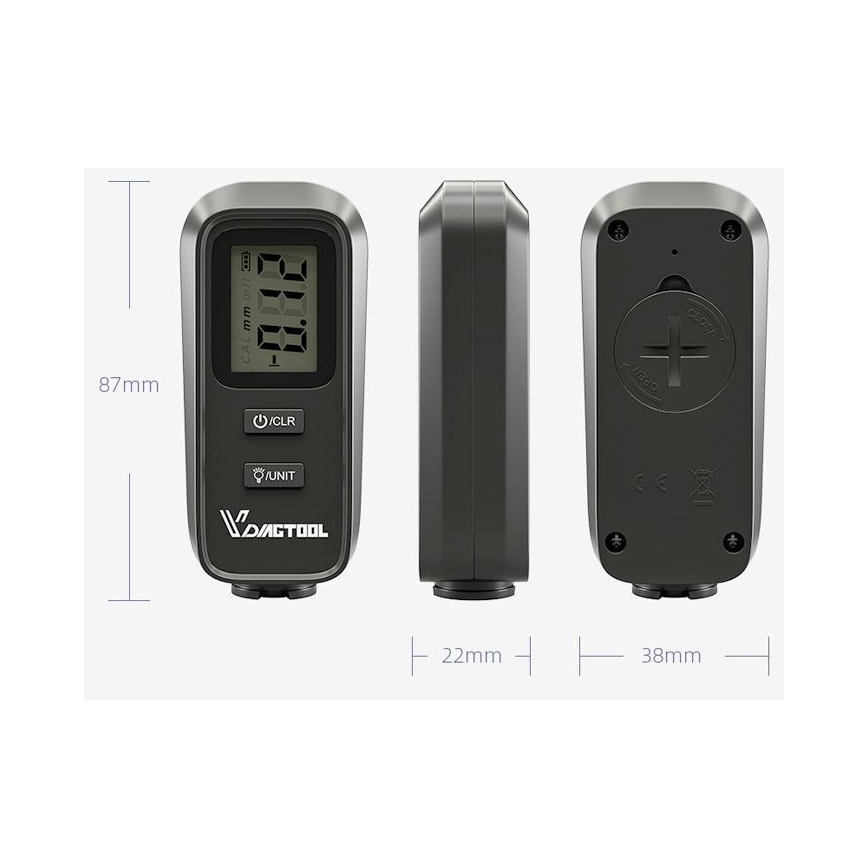 Medidor de espessura de camada de verniz 2xCR2032