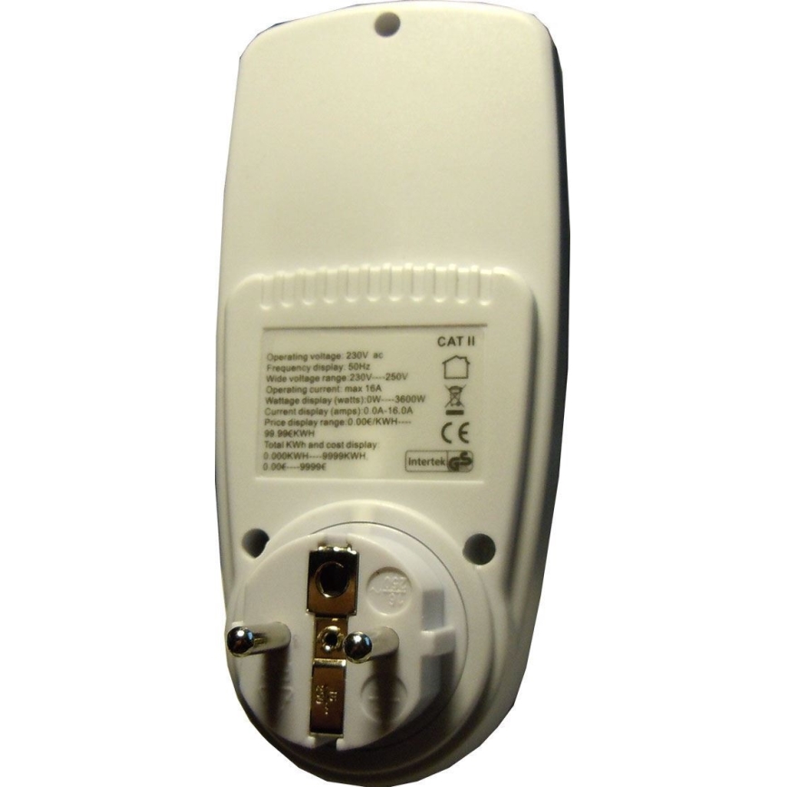 Medidor de Watts e de consumo elétrico 3600W/230V