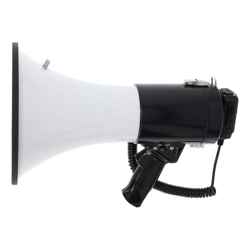 Megafone com microfone externo USB 25W/8xC branco/preto