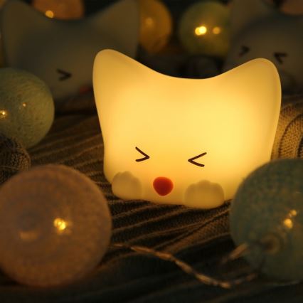 MegaLight - Candeeiro tátil para crianças LED RGB regulável CATTY CAT LED/5V