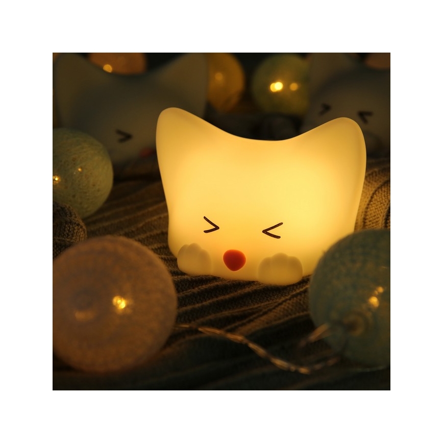 MegaLight - Candeeiro tátil para crianças LED RGB regulável CATTY CAT LED/5V