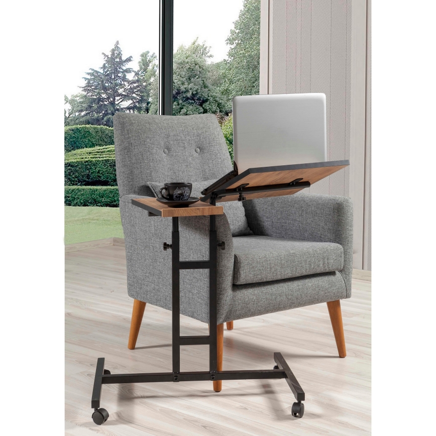 Mesa ajustável GLEN 87x67 cm castanho/preto
