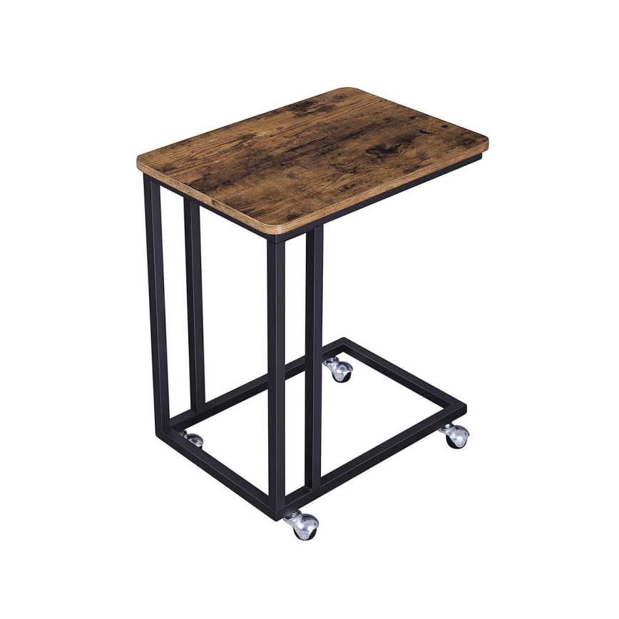 Mesa auxiliar móvel ELDUR castanho/preto