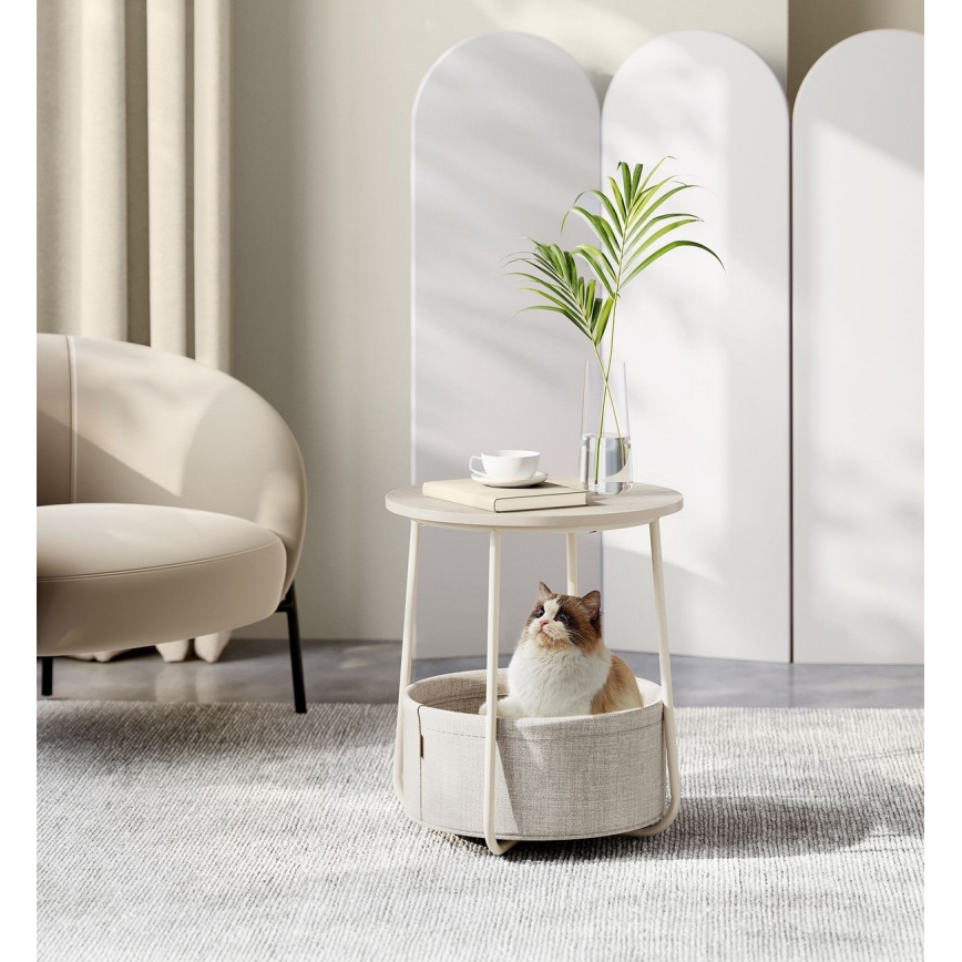 Mesa auxiliar NOIRA creme/branco