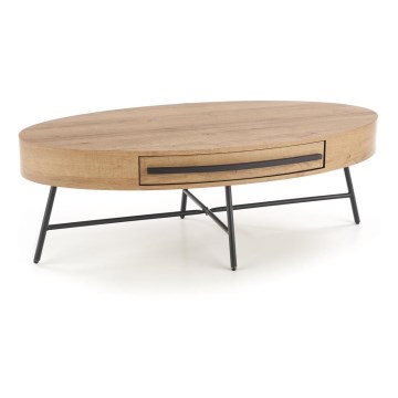 Mesa de apoio com gaveta CAROLINA 41x120 cm dourado carvalho/preto