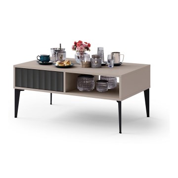 Mesa de apoio com gaveta RONJA taupe/preto