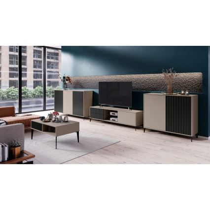 Mesa de apoio com gaveta RONJA taupe/preto