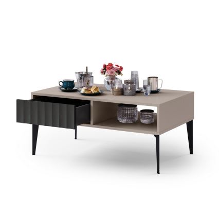 Mesa de apoio com gaveta RONJA taupe/preto