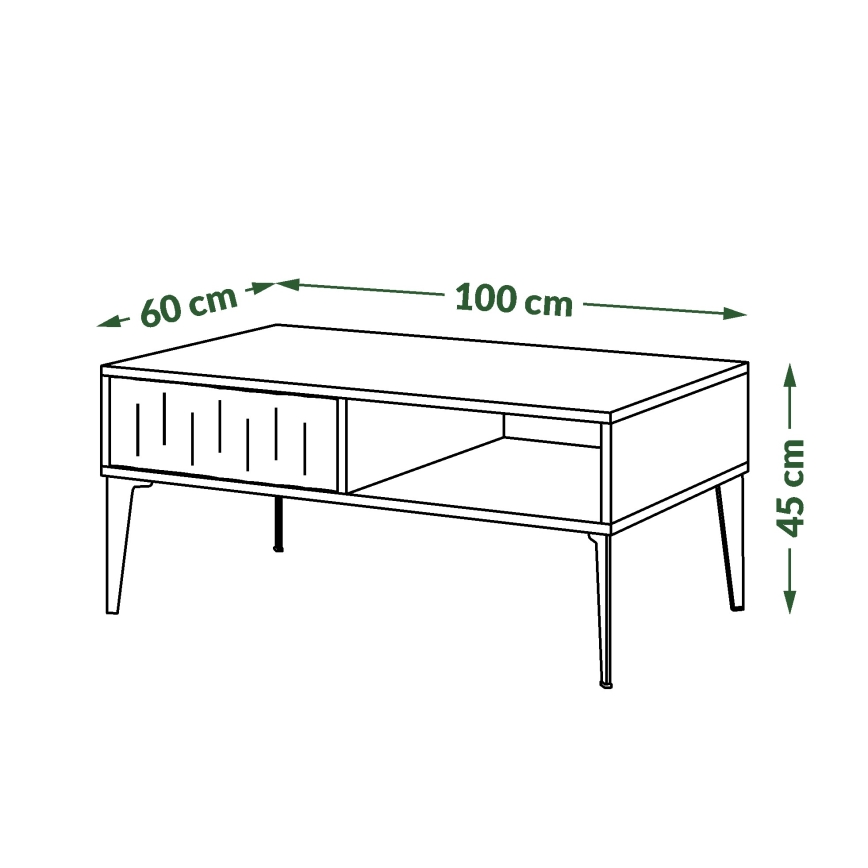 Mesa de apoio com gaveta RONJA taupe/preto