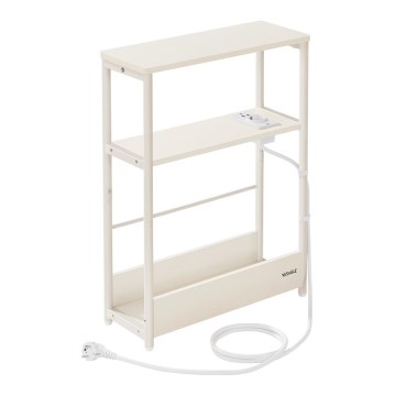 Mesa de apoio com tomada elétrica integrada e portas USB ROD branca/creme