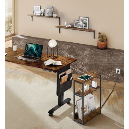 Mesa de apoio com tomada embutida e portas USB ROD castanho/preto