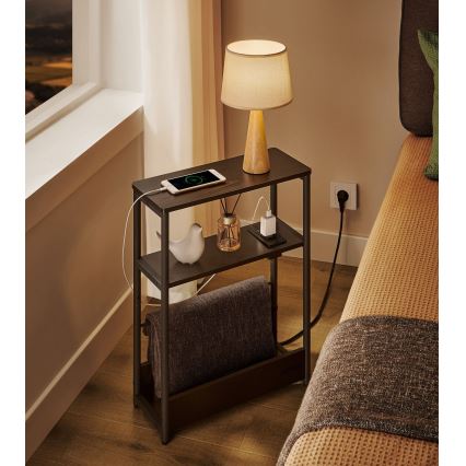 Mesa de apoio com tomada integrada e portas USB ROD preta