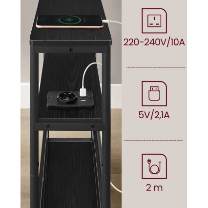 Mesa de apoio com tomada integrada e portas USB ROD preta