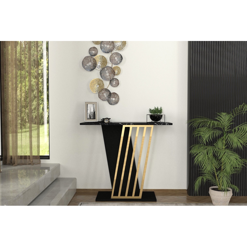 Mesa de apoio GRAVITY 76,8x90 cm preto/dourado